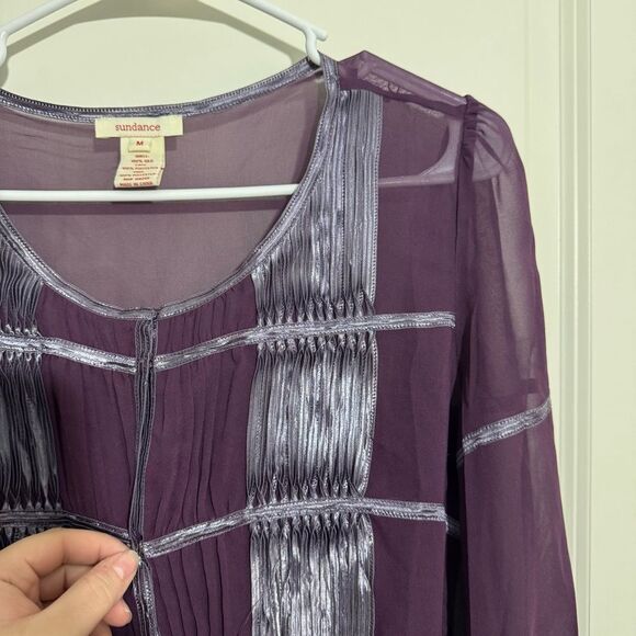Sundance Purple Sheer Long Sleeve Layered Blouse - Picture 4 of 5